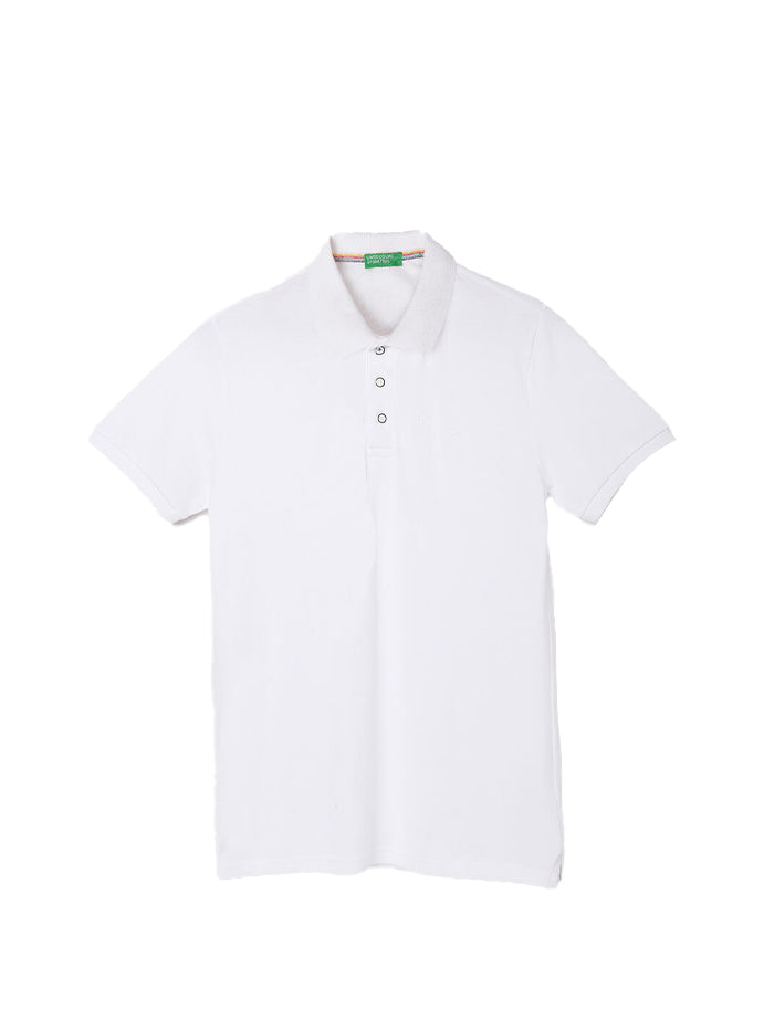 REGULAR FIT POLO NECK SOLID PATTERN T-SHIRT