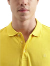 Men Solid Polo Neck Pure Cotton Yellow T-Shirt