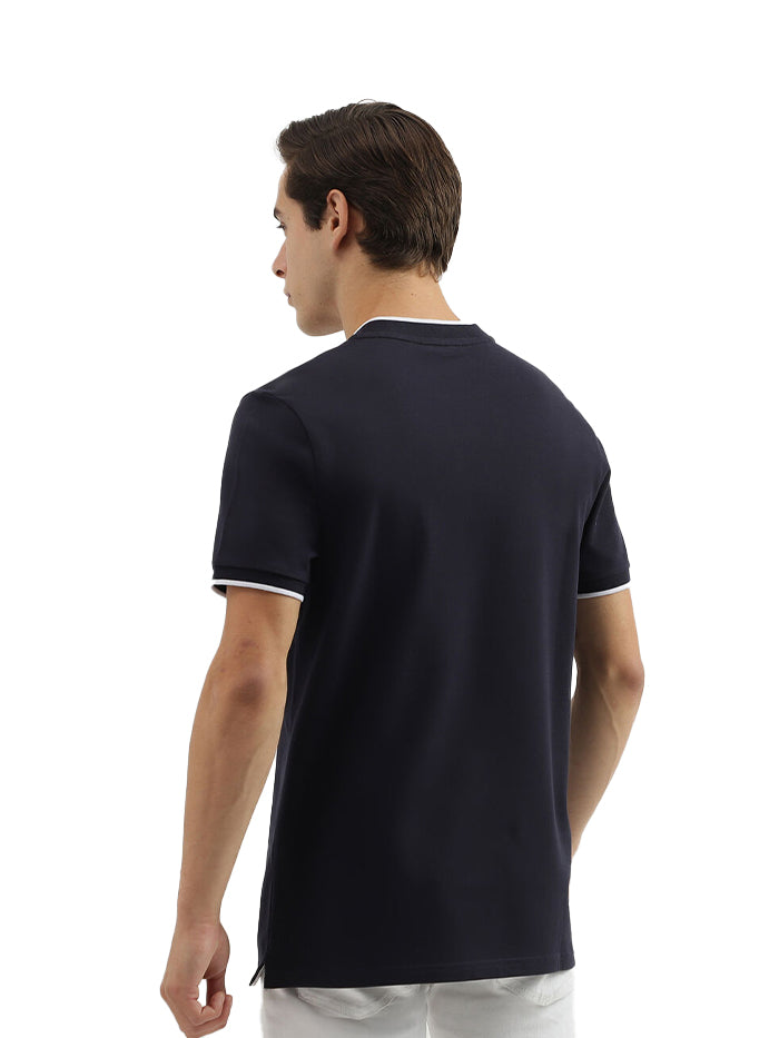 MEN'S REGULAR FIT POLO NECK SOLID T-SHIRT