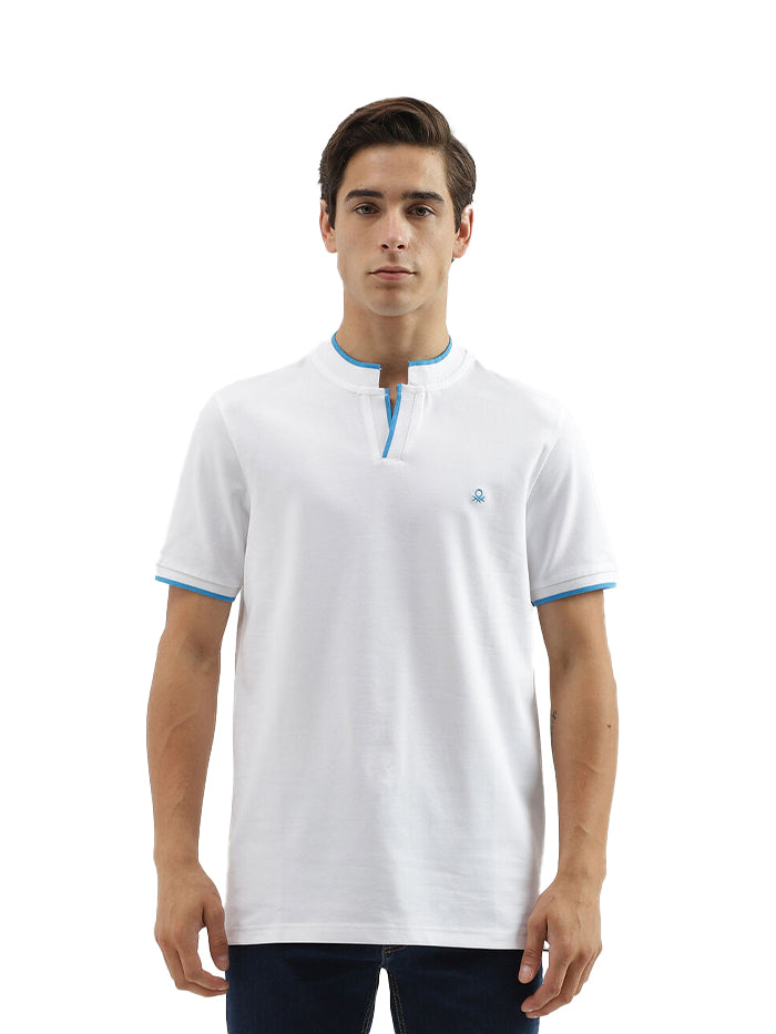 MEN'S REGULAR FIT POLO NECK SOLID T-SHIRT