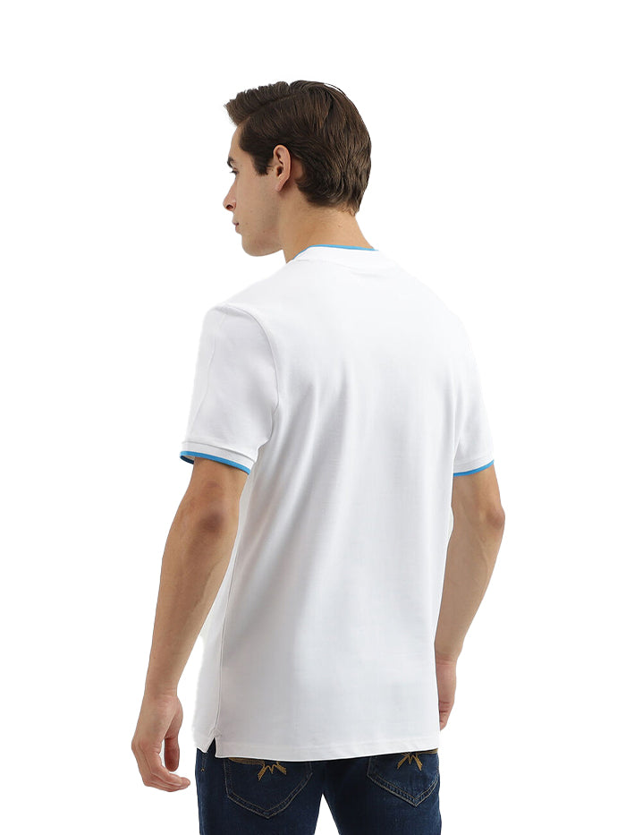 MEN'S REGULAR FIT POLO NECK SOLID T-SHIRT