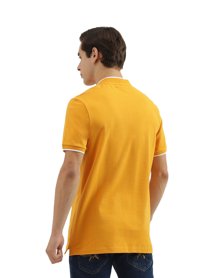 MEN'S REGULAR FIT POLO NECK SOLID T-SHIRT