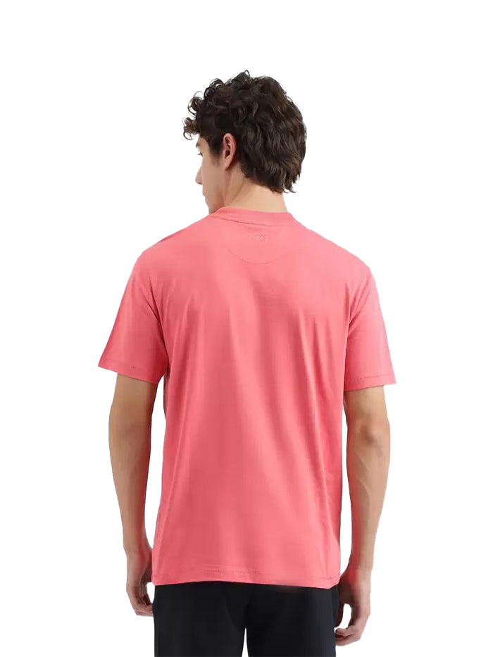 Men Solid Round Neck Pure Cotton Pink T-Shirt