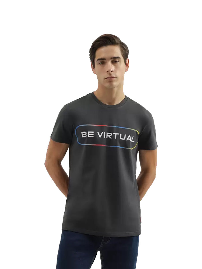 Men Typography Grey T-Shirt