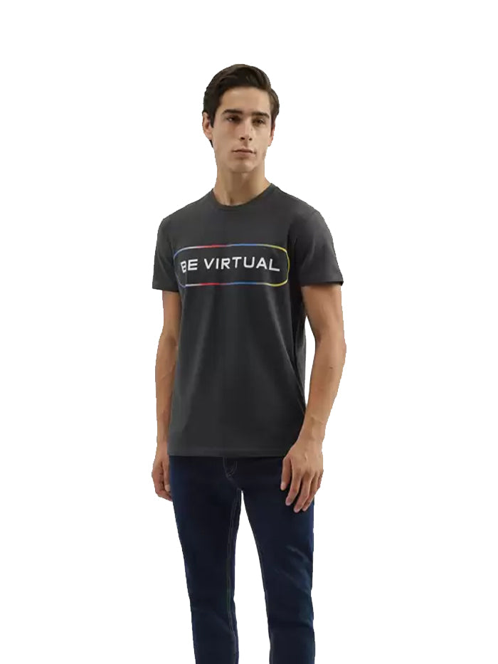 Men Typography Grey T-Shirt