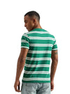 Men Striped Round White T-Shirt