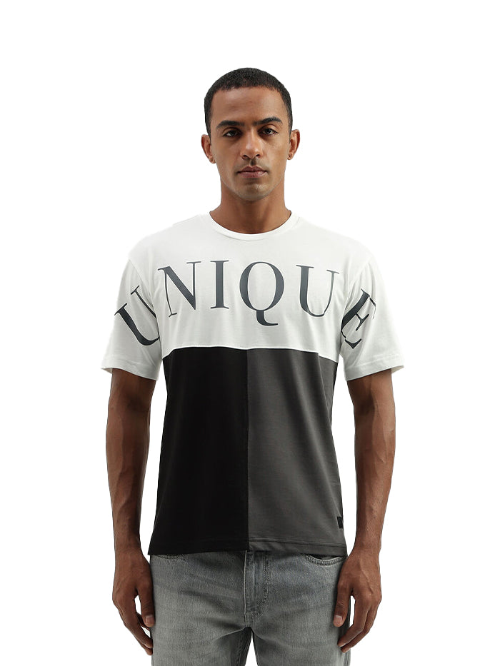 BOXY FIT ROUND NECK PRINTED T-SHIRT