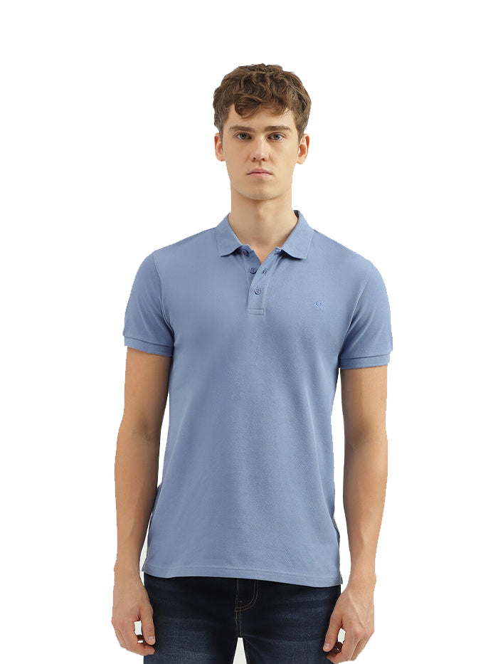 REGULAR FIT POLO NECK TEXTURED MEN'S T-SHIRT