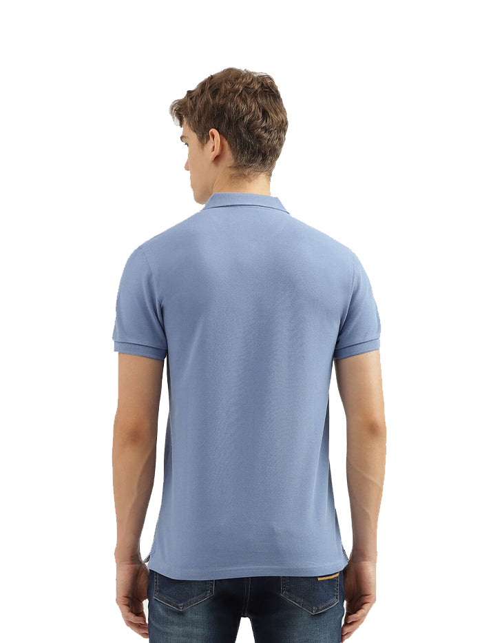 REGULAR FIT POLO NECK TEXTURED MEN'S T-SHIRT