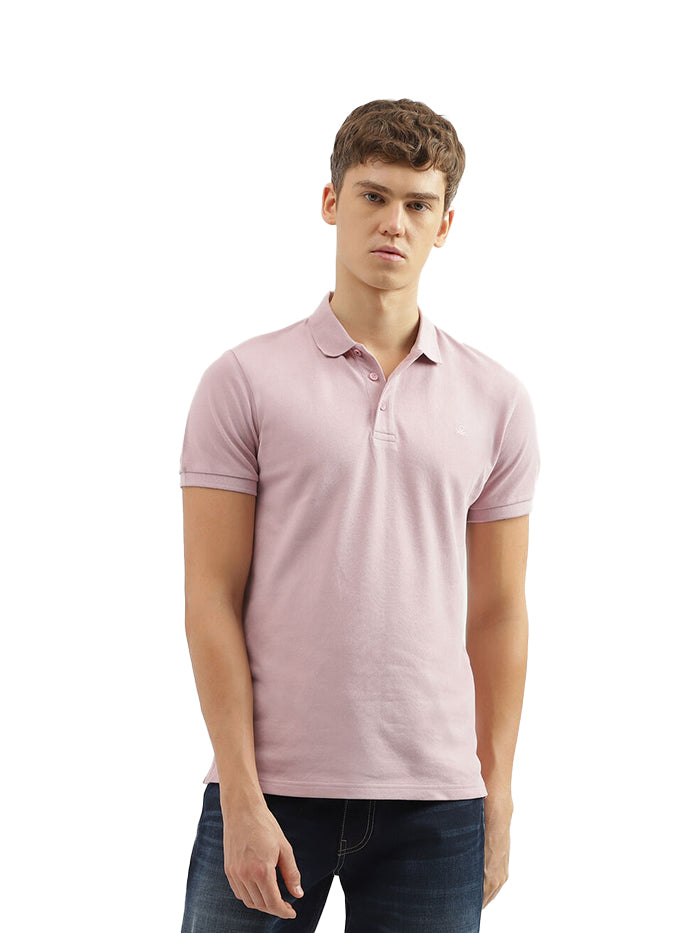 REGULAR FIT POLO NECK TEXTURED MEN'S T-SHIRT