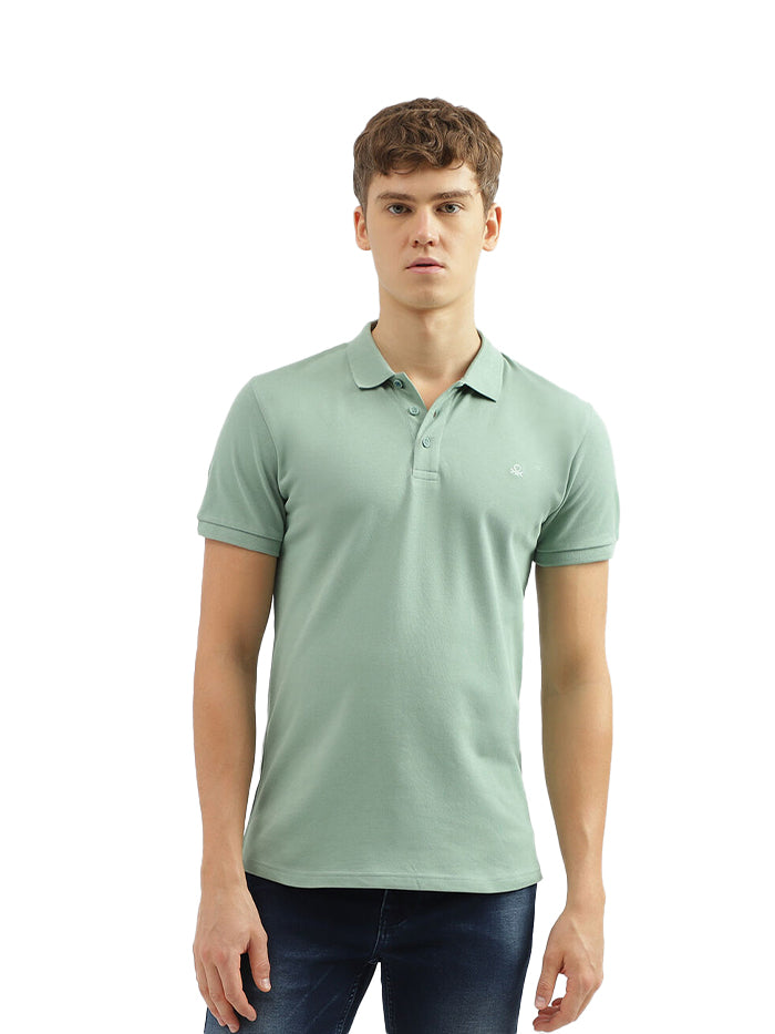 REGULAR FIT POLO NECK TEXTURED MEN'S T-SHIRT