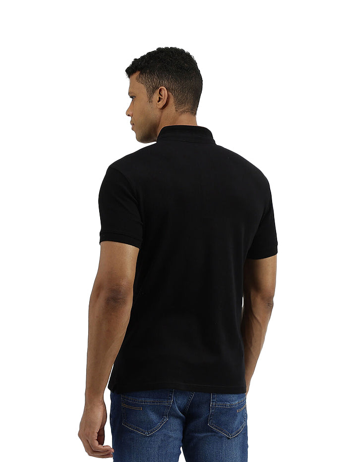 REGULAR FIT STAND COLLAR SOLID T-SHIRT