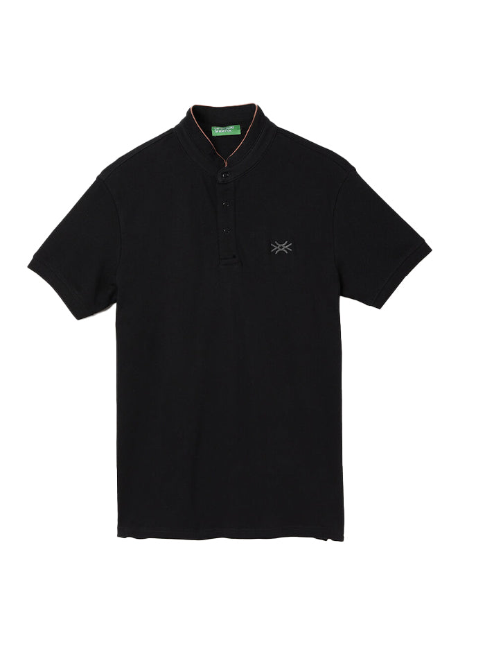 REGULAR FIT STAND COLLAR SOLID T-SHIRT