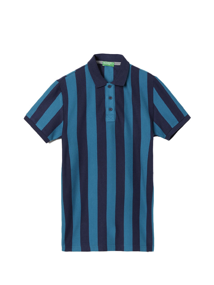 REGULAR FIT POLO COLLAR STRIPED T-SHIRT