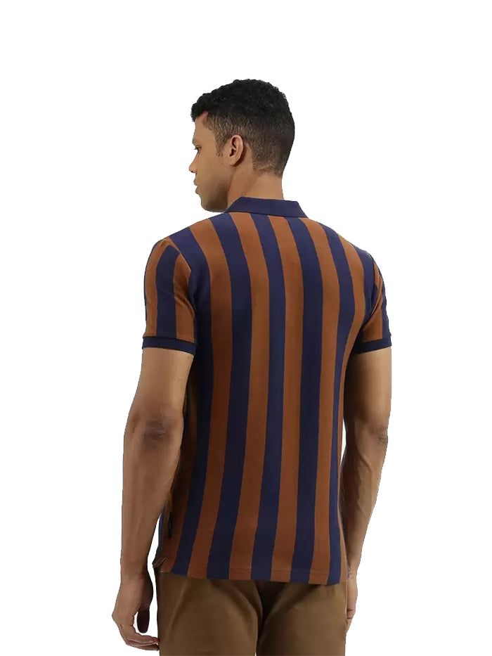 Men Striped Polo Neck Pure Cotton T-Shirt