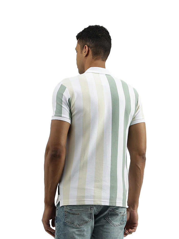 REGULAR FIT POLO COLLAR STRIPED T-SHIRT