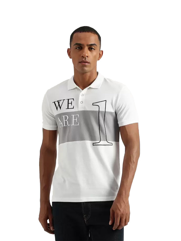 Men Typography Polo Neck Cotton T-Shirt