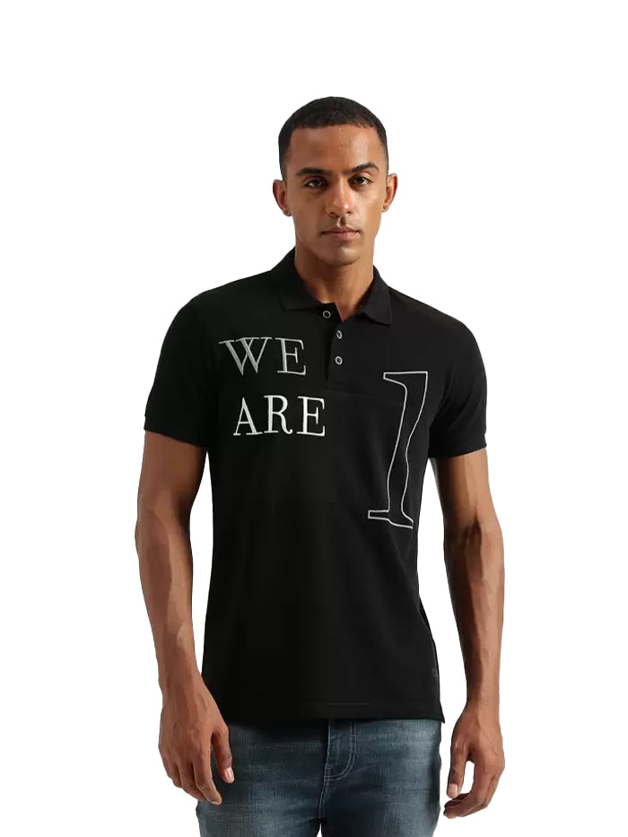 Men Typography Polo Neck T-Shirt