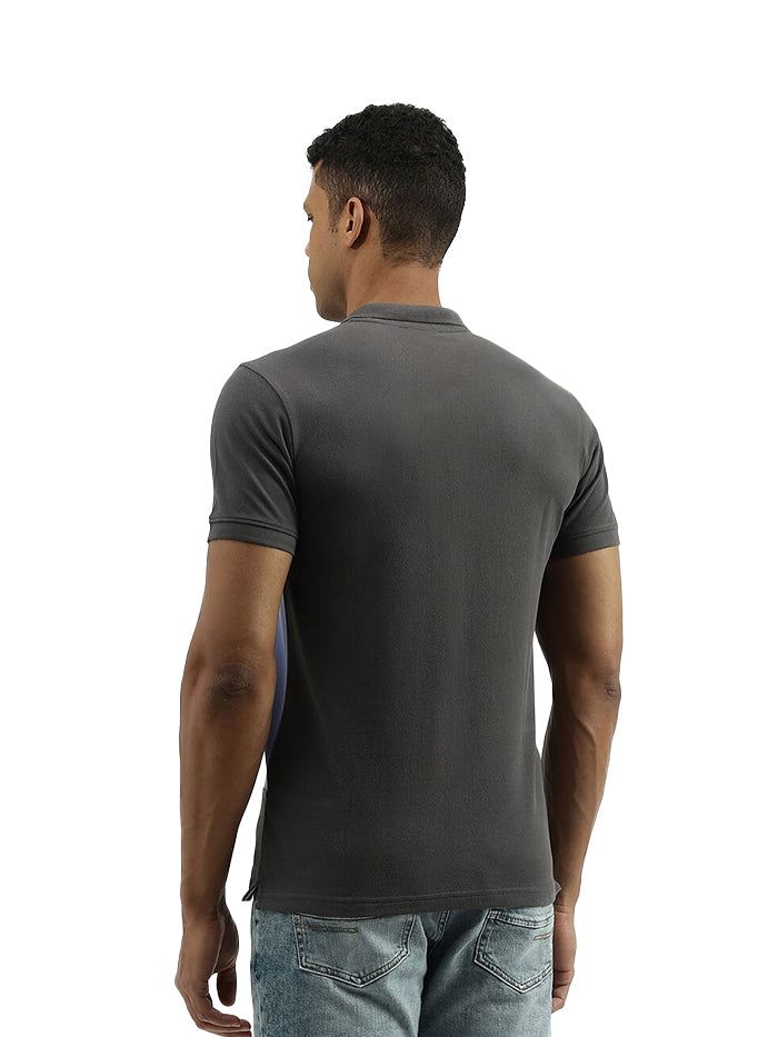 REGULAR FIT POLO COLLAR COLOURBLOCKED T-SHIRT