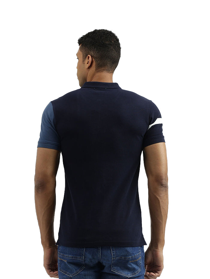 REGULAR FIT POLO COLLAR COLOURBLOCKED T-SHIRT