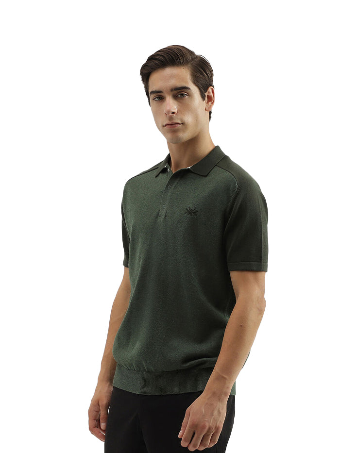 MEN'S REGULAR FIT POLO NECK SOLID T-SHIRT