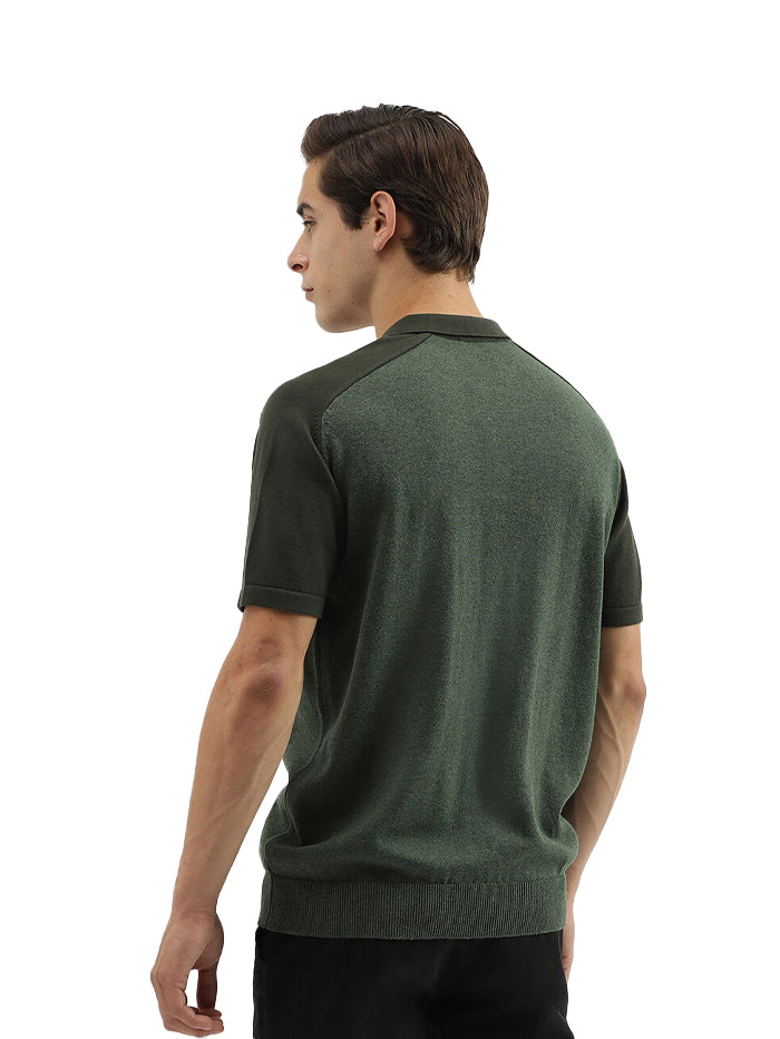MEN&#39;S REGULAR FIT POLO NECK SOLID T-SHIRT