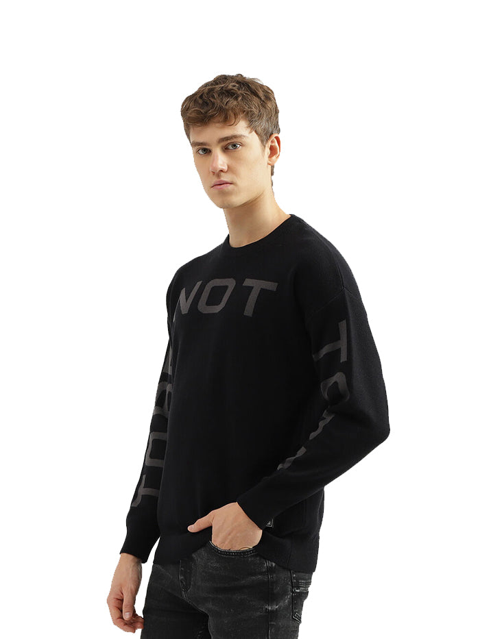 MEN'S REGULAR FIT ROUND NECK PRINTED SWEATER