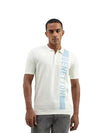 Men Striped Polo Neck Pure Cotton White T-Shirt
