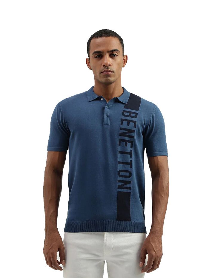 REGULAR FIT POLO COLLAR PRINTED T-SHIRT