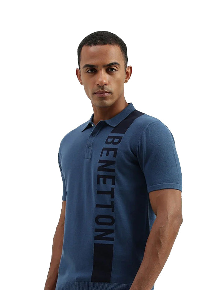 REGULAR FIT POLO COLLAR PRINTED T-SHIRT