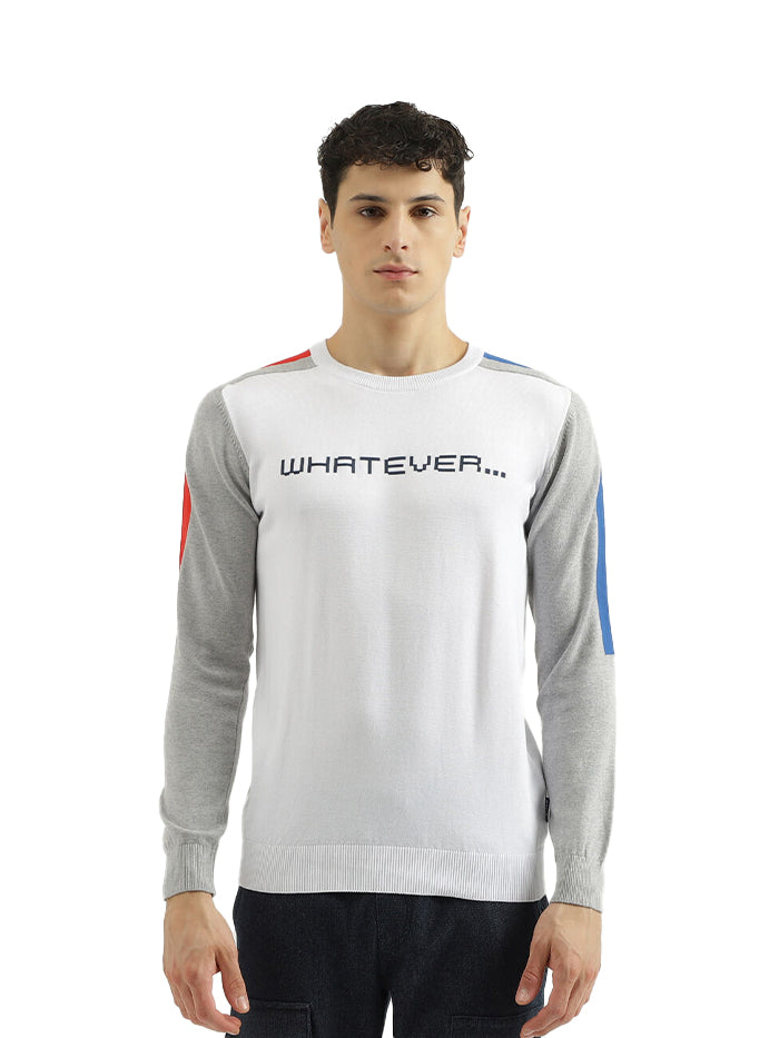 REGULAR FIT ROUND NECK GRAPHIC SWEATER