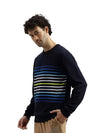 Men Woven Round Neck Multicolor Sweater