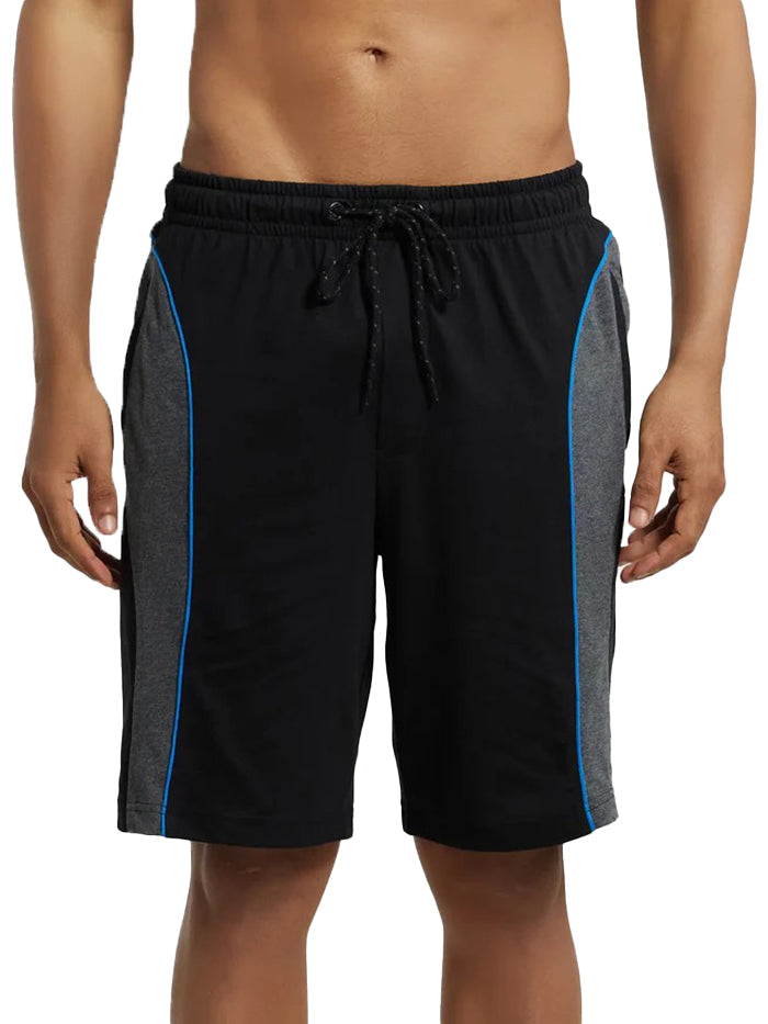 Men's Black & Charcoal Melange Super Combed Cotton Rich Straight Fit Shorts