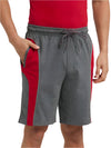 Men&#39;s Charcoal Melange &amp; Shanghai Red Super Combed Cotton Rich Straight Fit Shorts