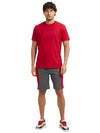 Men&#39;s Charcoal Melange &amp; Shanghai Red Super Combed Cotton Rich Straight Fit Shorts