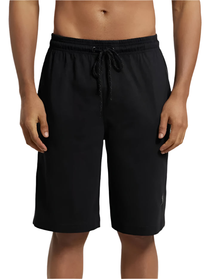 Men's Super Combed Cotton Rich Regular Fit Black Shorts
