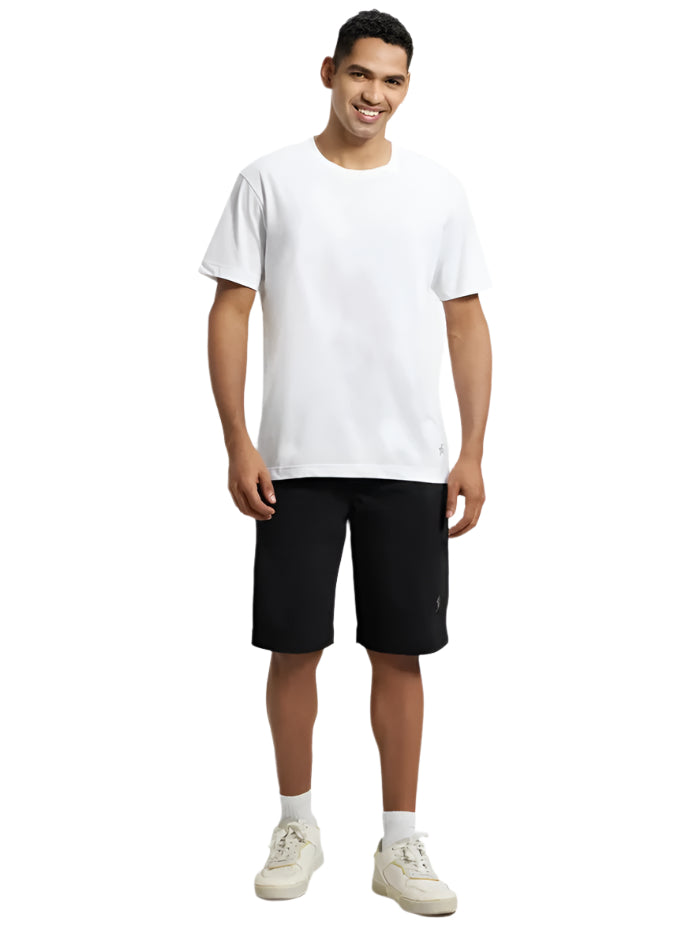 Men&#39;s Super Combed Cotton Rich Regular Fit Black Shorts