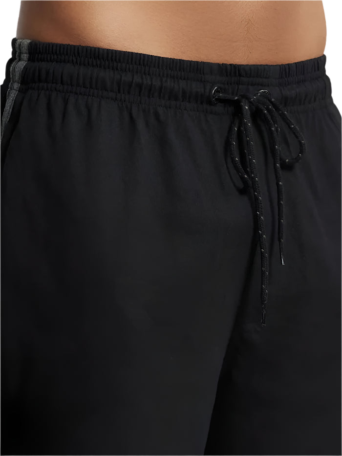 Men&#39;s Super Combed Cotton Rich Regular Fit Black Shorts
