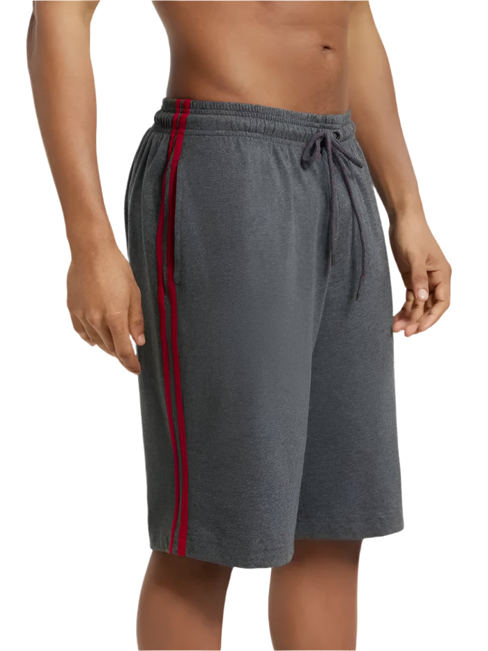 Men's Super Combed Cotton Rich Regular Fit Charcoal Melange & Shanghai Red Shorts