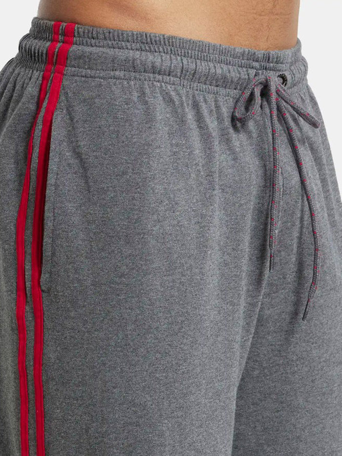 Men&#39;s Super Combed Cotton Rich Regular Fit Charcoal Melange &amp; Shanghai Red Shorts