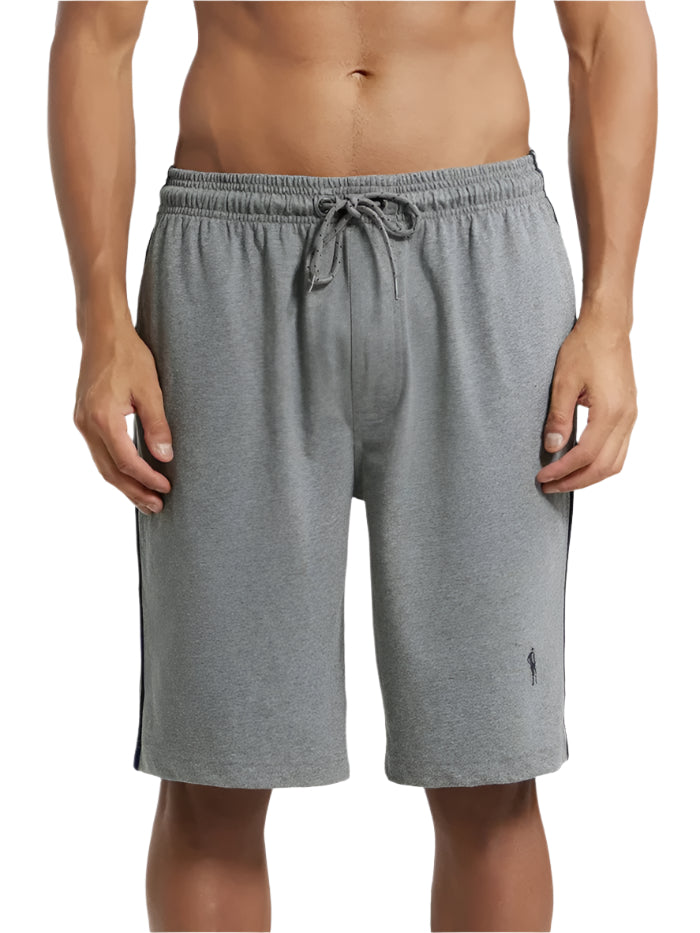 Men's Super Combed Cotton Rich Regular Fit Grey Melange & Navy Shorts