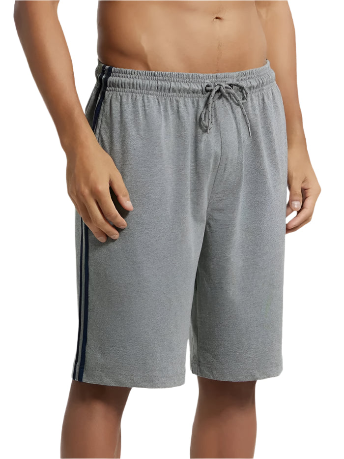 Men's Super Combed Cotton Rich Regular Fit Grey Melange & Navy Shorts
