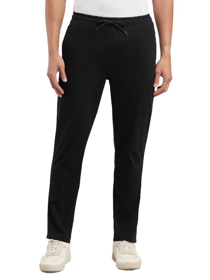 Men's Super Combed Cotton Rich Regular Fit Black & Grey Melange Trackpant