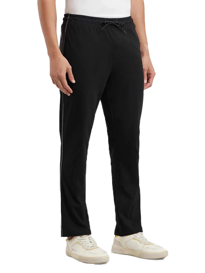 Men's Super Combed Cotton Rich Regular Fit Black & Grey Melange Trackpant