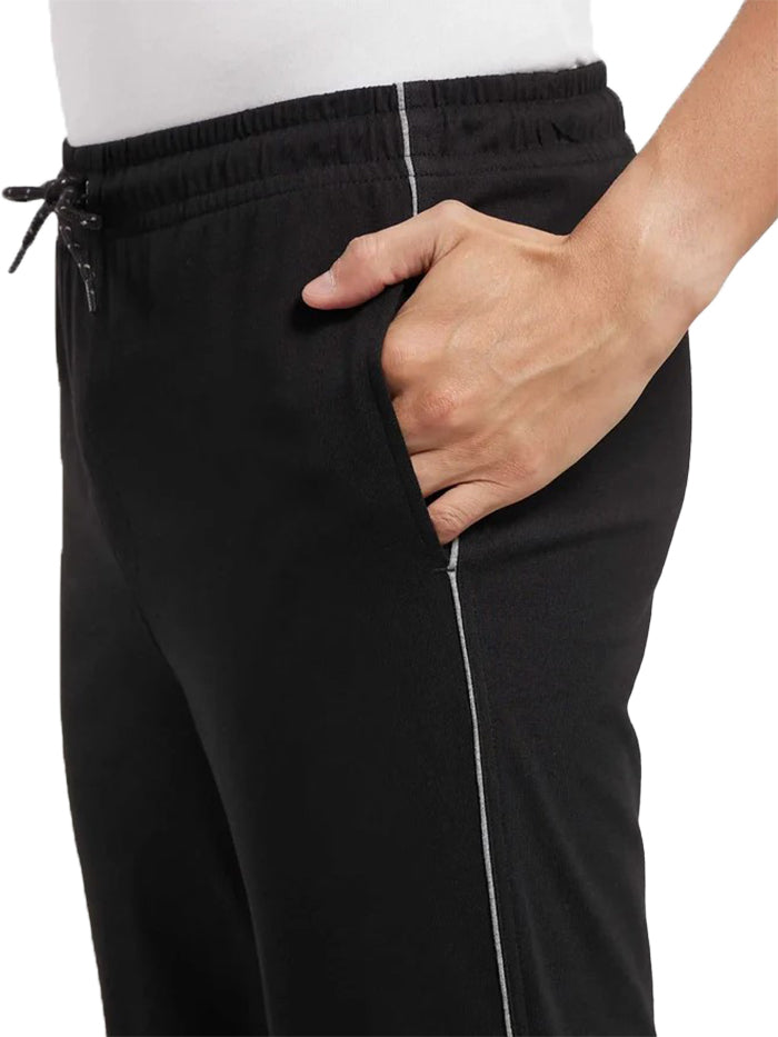 Men&#39;s Super Combed Cotton Rich Regular Fit Black &amp; Grey Melange Trackpant