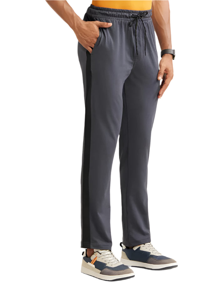 Men's Super Combed Cotton Rich Straight Fit Graphite & Black Trackpant