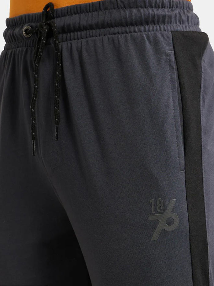 Men&#39;s Super Combed Cotton Rich Straight Fit Graphite &amp; Black Trackpant