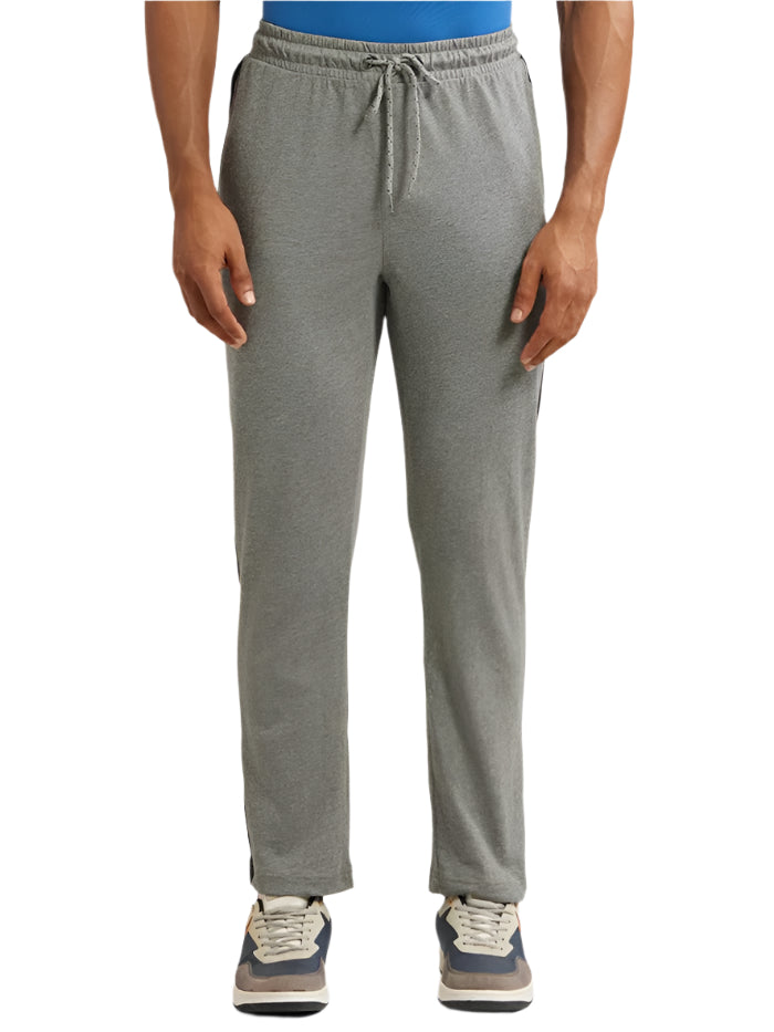 Men's Super Combed Cotton Rich Straight Fit Grey Melange & Black Trackpant