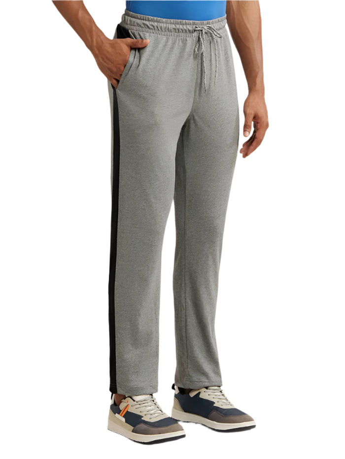 Men's Super Combed Cotton Rich Straight Fit Grey Melange & Black Trackpant
