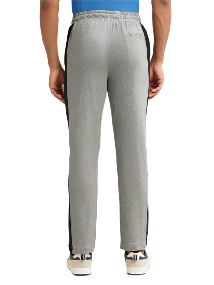 Men&#39;s Super Combed Cotton Rich Straight Fit Grey Melange &amp; Black Trackpant